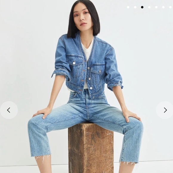 Veronica Beard Keaton Blue Denim Cropped Jacket Size Large - Picture 1 of 15